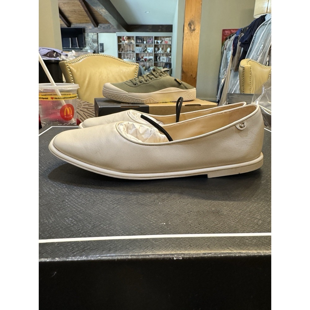 Coach Emilia Mary Jane Ballet Flat Shoes Women Size 8.5 Slip on Chalk Leather - Picture 3 of 12